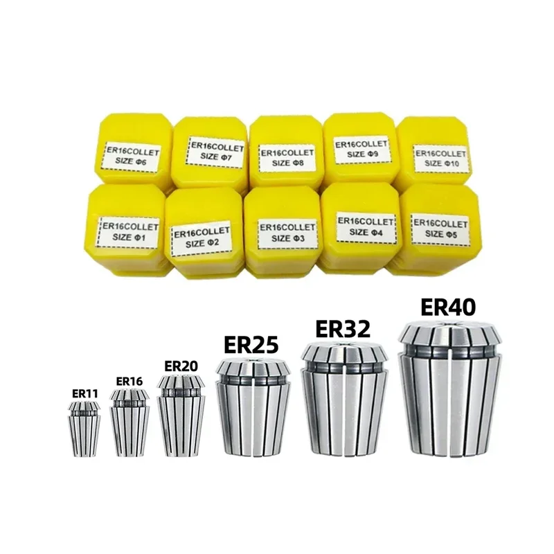 OUIO ER11 ER16 ER20 1/4MM 6.35MM 1/8MM 3.175MM 0.008스프링 콜렛 CNC 조각 기계 선반 도구 용 고정밀 콜렛 세트