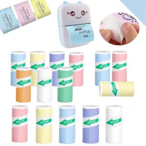 다채로운 라벨 스티커 57*25MM 자체 접착 롤 종이 라벨 스티커 사진 잉크리스 인쇄 휴대용 미니 프린터 감열지