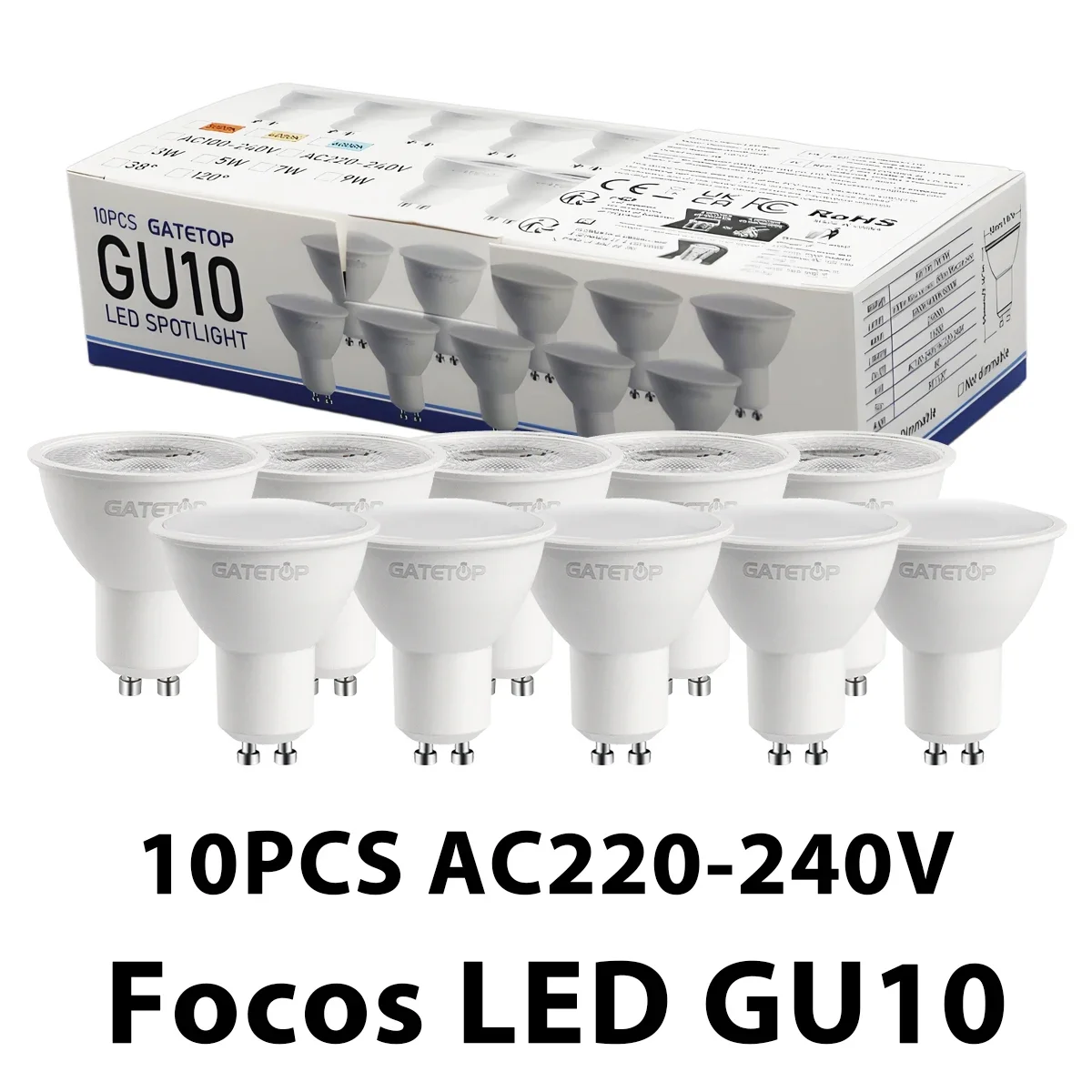 10 팩 Focos Gu10 SpotlightLampara 220V Lled 전구 도매 9W 흰색 따뜻한 3000k 6000K 가정용 상업용 건물에 적합