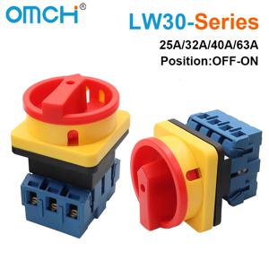 OMCH 3P 4P 25A/32A/40A/63A LW30 전환 스위치 패드락 차단 셀렉터 (ON-OFF 패널 포함) 440V 전원 제어