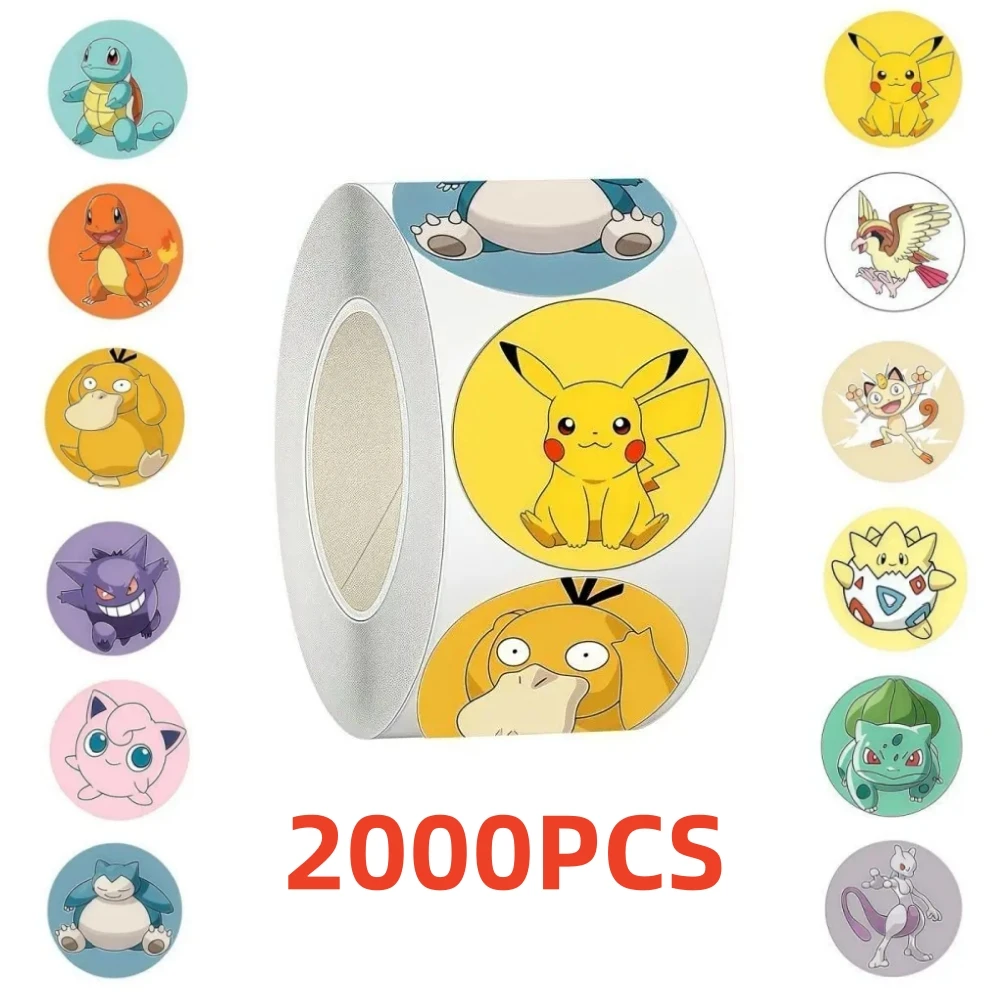 2000PCS 귀여운 포켓몬 피카추 롤 스티커 만화 애니메이션 씰링 장식 DIY 노트북 데칼 낙서 Stiker 보상 선물 아이 장난감