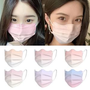 10PCS 모양의 디자인 일회용 페이스 마스크 그라디언트 블러셔 컬러 3층 보호 페이스 커버 V-페이스 안티 UV 페이스 마스크