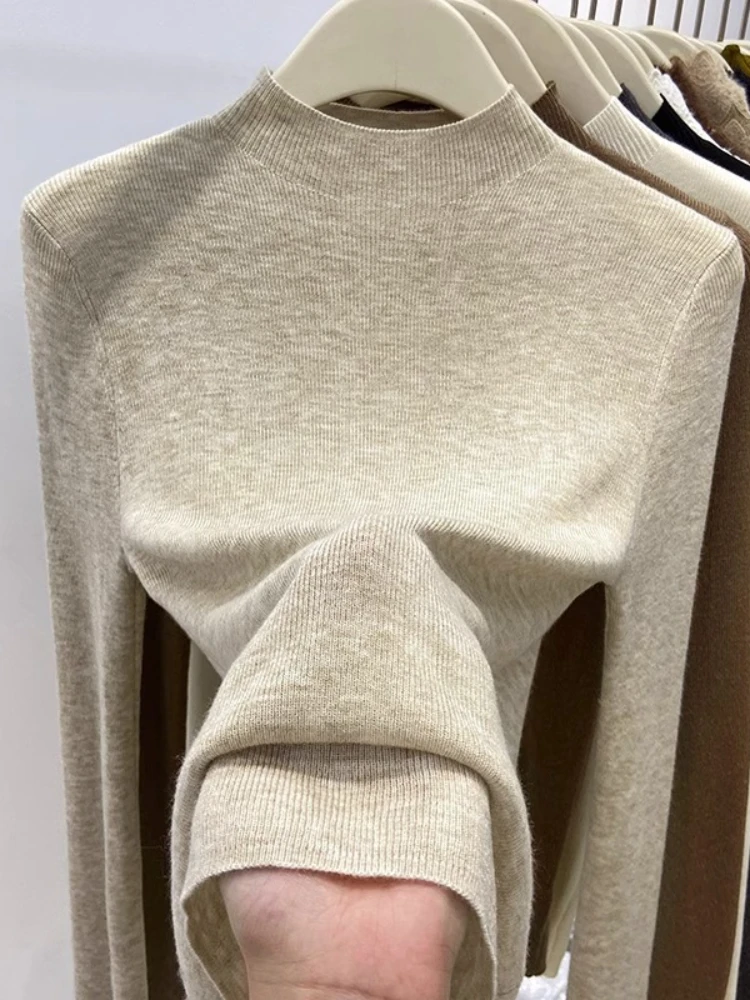 여성 2025 솔리드 슬림 풀오버 가을 겨울 터틀넥 스웨터 따뜻한 캐주얼 점퍼 한국 패션 니트웨어 베이스 레이어 탑스
