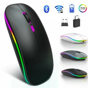 블루투스 호환 RGB 충전식 무선 마우스, 무선 컴퓨터 무소음 마우스, LED 백라이트, 인체 공학적 게이밍 마우스