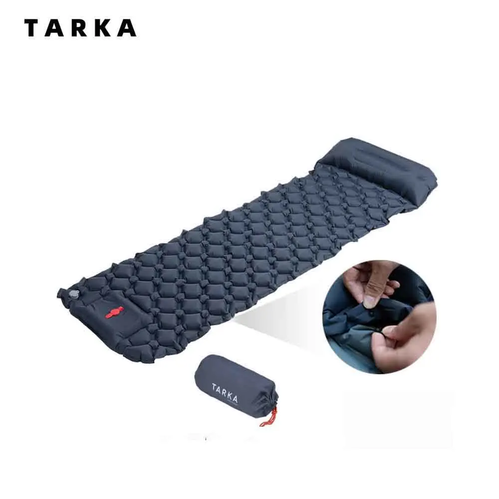 TARKA 풍선 캠핑 매트 슬리핑 패드 야외 관광객 에어 쿠션 (베개 포함) 하이킹 피크닉 용 자체 팽창 매트리스