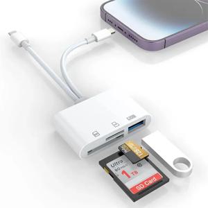 아이폰, 아이패드, 맥북, 삼성, 안드로이드 카메라 및 기타 기기용 5-in-1 USB 3.0 라이트닝 타입 C SD TF 카드 리더 어댑터