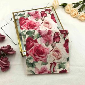 20pcs/Pac 33*33cm 2-Ply 새로운 로즈 다채로운 인쇄 냅킨 웨딩 호텔 광장 종이 냅킨 플레이스 매트 나비 뼈 바트 종이
