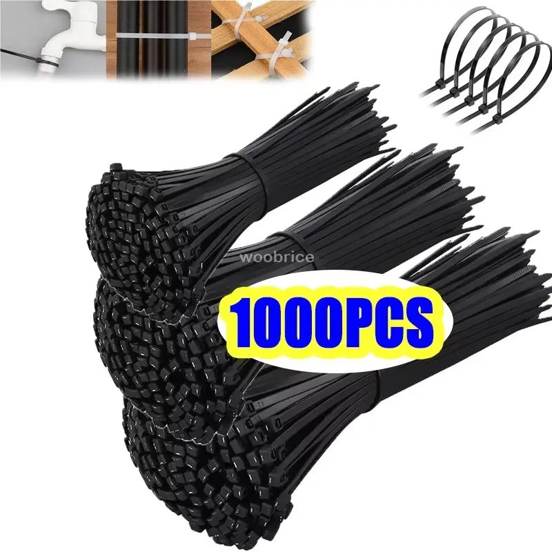 100-1000Pcs 도매 플라스틱 나일론 케이블 타이 자동 잠금 코드 스트랩 조정 가능한 케이블 고정 루프 홈 오피스 와이어 지퍼 타이