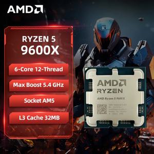 【브랜드+】AMD 뉴 라이젠 5 9600X 프로세서 5.4GHz 6코어 12스레드 38MB 게임 캐시 4NM TDP 65W 소켓 AM5 게이밍 CPU 젠 5