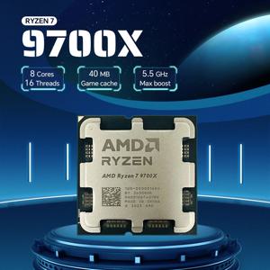 【브랜드+】AMD 뉴 라이젠 7 9700X 프로세서 5.5GHz 8코어 16스레드 40MB 게임 캐시 4NM TDP 65W 소켓 AM5 게이밍 CPU 젠 5