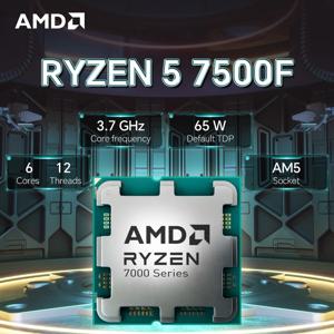 【브랜드+】AMD 라이젠 5 7500F R5 7500F 3.7GHz 6코어 12스레드 CPU 프로세서 5NM L3=32M 100-000000597 소켓 AM5 쿨러 미포함