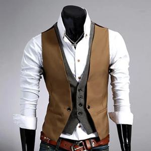 남성 정장 양복 조끼 조끼 비즈니스 솔리드 컬러 싱글 버튼 조끼 gilet 가짜 투피스 V 넥 캐주얼 슬림 chalecos para hombre
