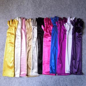 여성 긴 솔리드 새틴 소프트 여러 가지 빛깔의 의식 장갑 드라이브 라이드 댄스 공연 선 스크린 코스프레 탄력