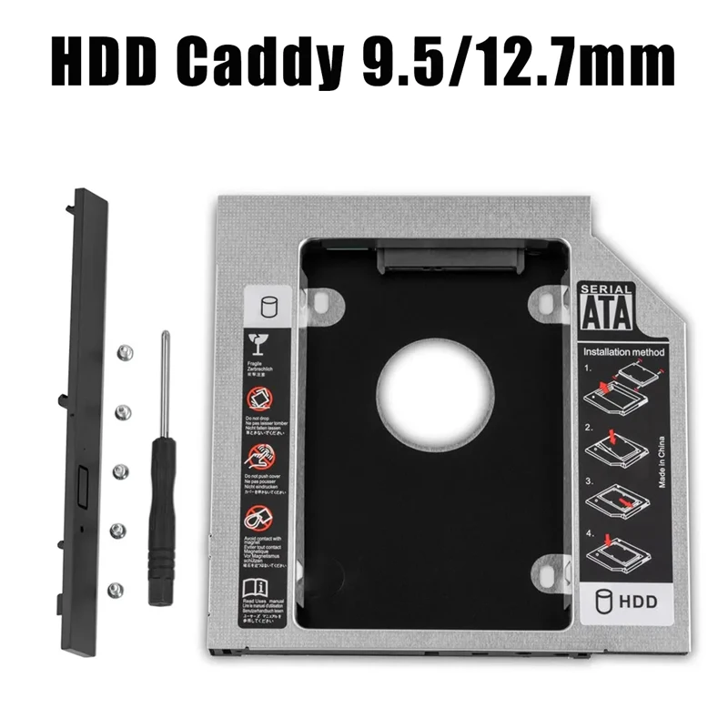 HDD SSD 캐디 어댑터 SATA 3.0 인터페이스 노트북 하드 디스크 홀더 CD DVD ROM 광학 베이용 9.5/12.7mm 브래킷