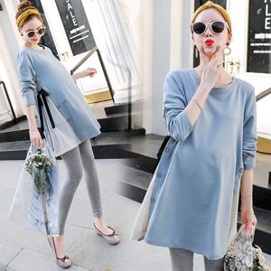 Womens Maternity Tops 긴 소매 솔리드 튜닉 캐주얼 임신 티셔츠 출산 의류 Comfy Flattering Suit