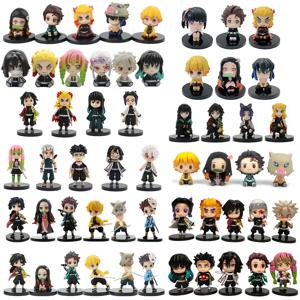 Q Posket 그림 도매 악마 슬레이어 미니 입상 9Pcs 10Pcs 14Pcs 세트 Kimetsu No Yaiba 작은 PVC 인형 데스크탑 장식