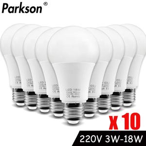 10pcs LED 전구 램프 E27 AC220V 240V 실제 전원 LED 램프 18W 15W 12W 9W 6W 3W Lampada LED 스포트라이트 테이블 램프 LED 조명