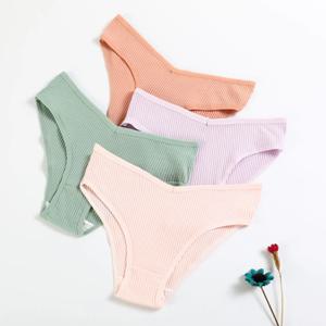 10 개/대 여성 팬티 섹시한 통기성 속옷 편안한 란제리 코튼 스트라이프 팬티 트렌드 아늑한 속옷