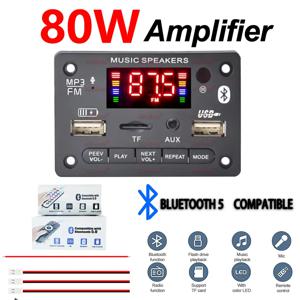 7V-24V 80W 앰프 MP3 디코더 보드 블루투스 5.0 무선 오디오 모듈 대형 컬러 화면 통화 녹음 TF FM 라디오 (차량용)