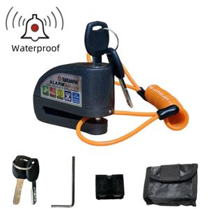 오토바이 자전거 잠금 알람 안전 보호 자물쇠 디스크 알루미늄 합금 도난 방지 알림 로프 잠금 가방 + 예비 배터리