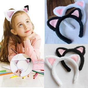 귀여운 소녀 머리띠 애니메이션 검은 고양이 핑크 귀 머리 장식 할로윈 파티 액세서리 카와이 어린이 모자를 쓰고 있죠 생일 선물