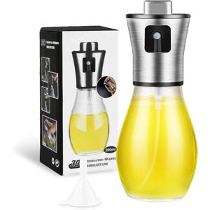 요리용 오일 분무기, 200ML 올리브 오일 분무기 미스터, 스테인레스 스틸 오일 스프레이 병, 휴대용 오일 스프리터 주방 가제트