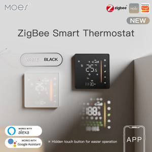 MOES Zigbee 온도 조절기 물/전기 바닥 난방 가스 보일러 습도의 실내 온도 컨트롤러 Tuya Alex 5A16A와 함께 작동