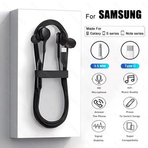 삼성 Galaxy S23 S21 S22 Ultra Plus 3.5mm 이어 버드 헤드폰 A54 A34 A53 A53 액세서리 용 기존 유형 C 유선 이어폰