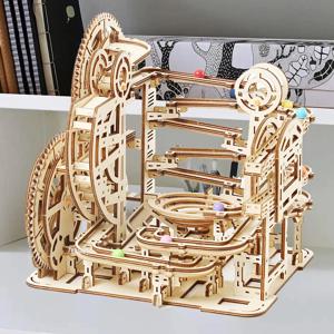 3d 나무 퍼즐 대리석 실행 기계 퍼즐 자기 조립 장난감 증기 교육 장난감 모델 구축 키트 어린이를위한 성인 선물