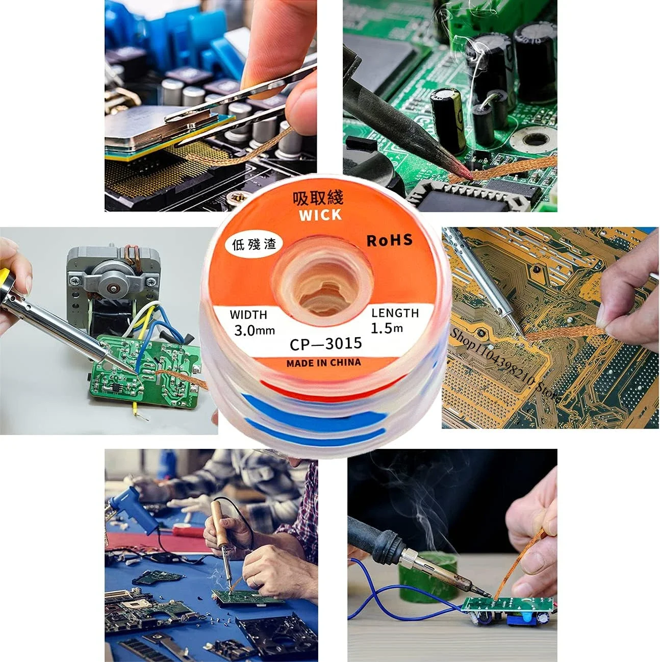 솔더 심지, 10팩 무세척 솔더링 심지 브레이드 플럭스가 있는 디솔더링 심지 브레이드(1.5mm/2mm/2.5mm/3mm/3.5mm 너비)1.5/3m 길이