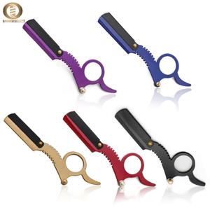 엄지 손가락을위한 스테인레스 스틸 이발사 면도기 더블 에지 헤어 커팅 눈썹 쉐이핑 헤어 드레싱 스트레이트 면도기 칼 홀더