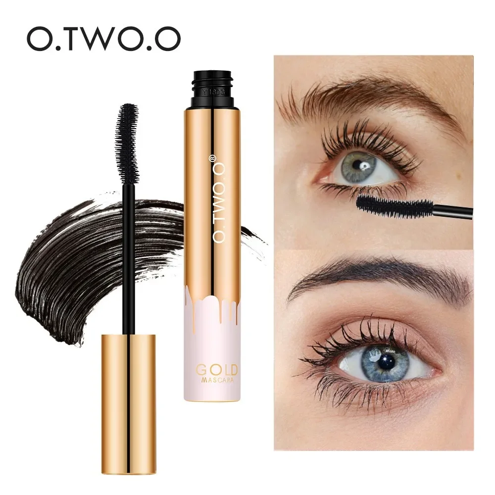 O.TWO.O 3D 마스카라 길어지는 블랙 래쉬 속눈썹 연장 눈 속눈썹 브러쉬 뷰티 메이크업 오랫동안 착용하는 골드 컬러 마스카라