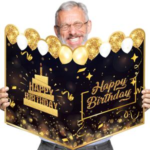 새로운 생일 축하 블랙 골드 자이언트 생일 방명록 메시지 기념 카드