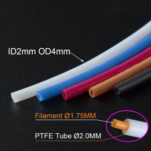 두 나무 1M 2M 4M 5M 10M PTFE 튜브 테프론토 파이프 보우덴 압출기 1.75mm ID 2mm OD4mm Ender 3 3D 프린터 부품 용 필라멘트 파이프