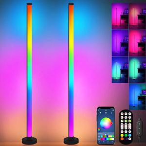 스마트 LED 플로어 램프 RGB 리모컨 & 앱 제어 음악 동기화 코너 조명 타이머 모던 무드 스탠딩 램프 (거실/게임용)