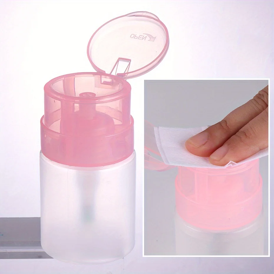 100/200ml 빈 프레스 펌프 디스펜서 플라스틱 잠금식 누출 방지 네일 폴리쉬 리무버 프레스 병 메이크업 도구 액체 보관