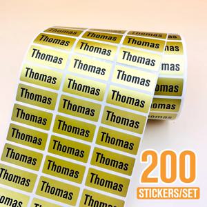 200pcs 개인화 된 이름 스티커 사용자 정의 골드 방수 Kawaii 데칼 태그 어린이 학교 편지지 병 라벨