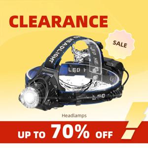 클리어런스_슈퍼 브라이트 LED 낚시용 헤드램프, 캠핑 라이트, 3가지 조명 모드, 텔레스코픽 줌 지원._지속적인 업데이트