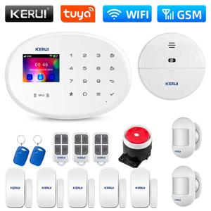 KERUI WIFI GSM 경보 시스템 키트 W202 홈 보안 보호 Tuya 스마트 지원 Alexa 모션 감지기 도어 개방 센서