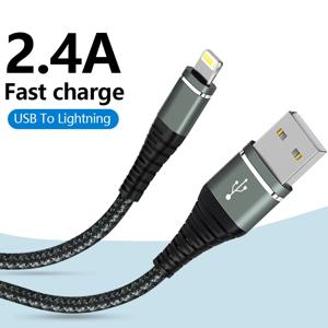 라이트닝 케이블 USB 오리지널 고속 충전 코드, 나일론 브레이드 충전기 코드, 아이폰 14, 13, 12, 11 프로 맥스, XS, X, XR, 7, 8, 6 플러스, SE용