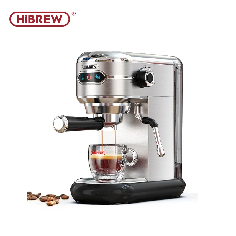 HiBREW 반자동 커피 메이커, 카페테라 20 바 이녹스, 초슬림 ESE 포드 및 파우더, 에스프레소 카푸치노 머신, 온수 H11