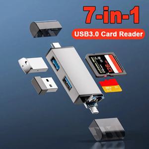 7 in 1 카드 리더기 USB 3.0 유형 C-SD TF 메모리 카드 플래시 드라이브 어댑터(PC 노트북 액세서리용) 멀티 스마트 카드 리더기