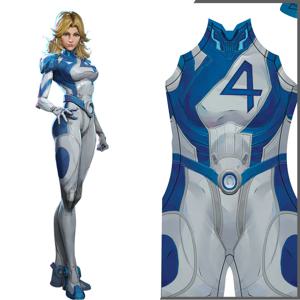 여성 라이벌 수잔 스톰 보이지 않는 코스프레 의상 환상적인 4 슈퍼 히어로 젠타이 할로윈 바디 슈트 성인 파티 점프 슈트