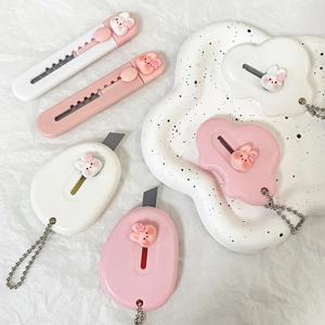 귀여운 만화 토끼 아트 유틸리티 나이프 미니 포켓 박스 나이프 종이 커터 공예 포장 리필 블레이드 편지지 커터