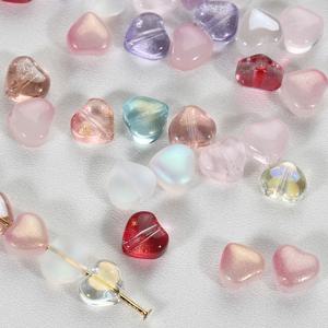 20 개/몫 6mm AB 컬러 하트 비즈 체코 유리 느슨한 스페이서 비즈 쥬얼리 만들기 머리핀 수제 Diy 액세서리