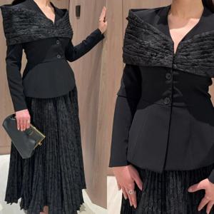 맞춤형 저지 버튼 플리츠 A라인 V넥 미디 드레스 저녁 맞춤형 행사 단순하고 정장 현대적인 스타일