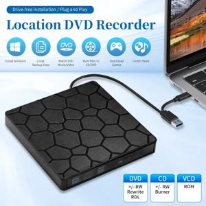 2 in 1 USB 3.0 유형 C 슬림 외부 DVD VCD CD 라이터 버너 리더 플레이어 광학 드라이브 휴대용 PC 노트북 DVD 버너