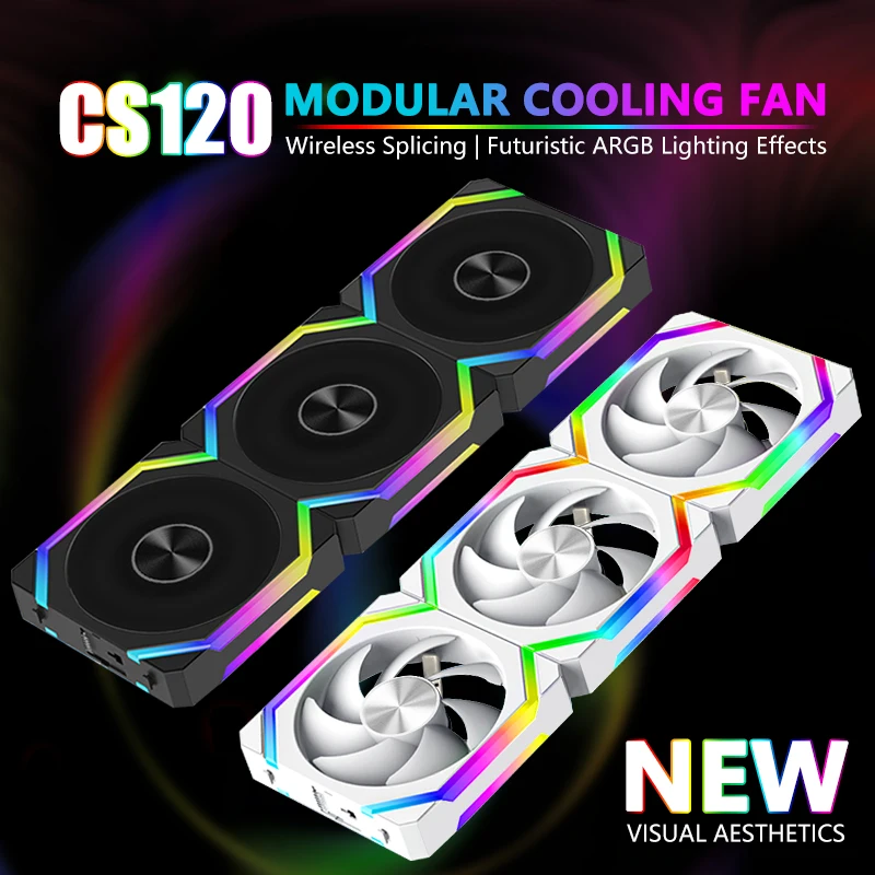 JUMPEAK CS120 ARGB 냉각 팬 360mm 모듈형 스택형 접합 PWM 게임용 PC 케이스 워터 쿨러용 자동 120mm RGB 팬 키트