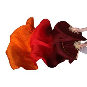그라디언트 리얼 실크 베일 밸리 댄스 연습 경쟁 소품 무대 쇼 의상 액세서리 핸드 염료 플로위 엑스트라 롱 180cm