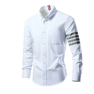 2025 트렌드 남성 셔츠 캐주얼 부드러운 얇은 코튼 슬림 럭셔리 긴 소매 스트라이프 솔리드 셔츠 남성 streetwear